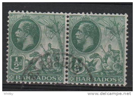 Barbados 1912 1/2p King George V Issue #117 Pair - Barbados (1966-...)