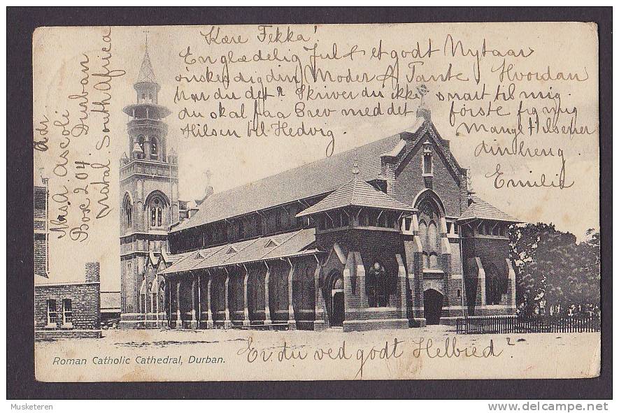 South Africa Roman Catholic Cathedral, Durban AMATIKULU 1900? Cds. Simple Backside Sent To Denmark (2 Scans) - Südafrika