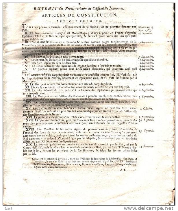Lettres Patentes Du Roi 17 Novembre 1789 Déclaration Des Droits De L´homme Et Du Citoyen - Historische Dokumente