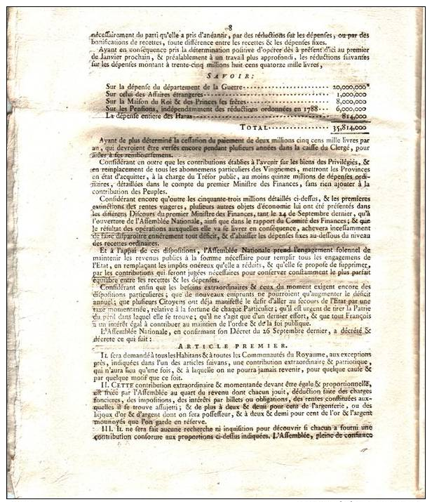 Lettres patentes du Roi 17 novembre 1789 Déclaration des droits de l´homme et du citoyen