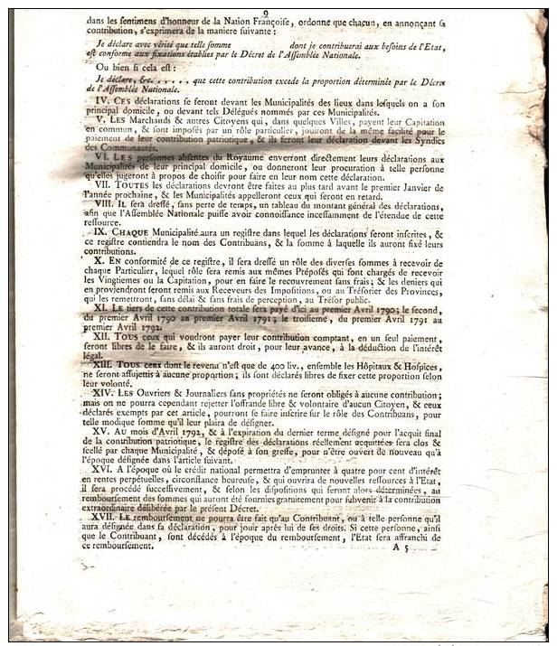 Lettres patentes du Roi 17 novembre 1789 Déclaration des droits de l´homme et du citoyen