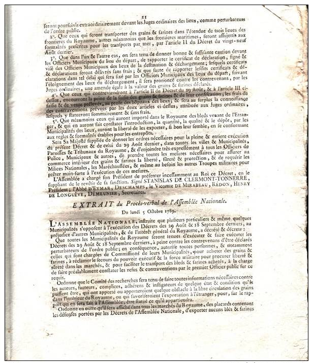 Lettres patentes du Roi 17 novembre 1789 Déclaration des droits de l´homme et du citoyen