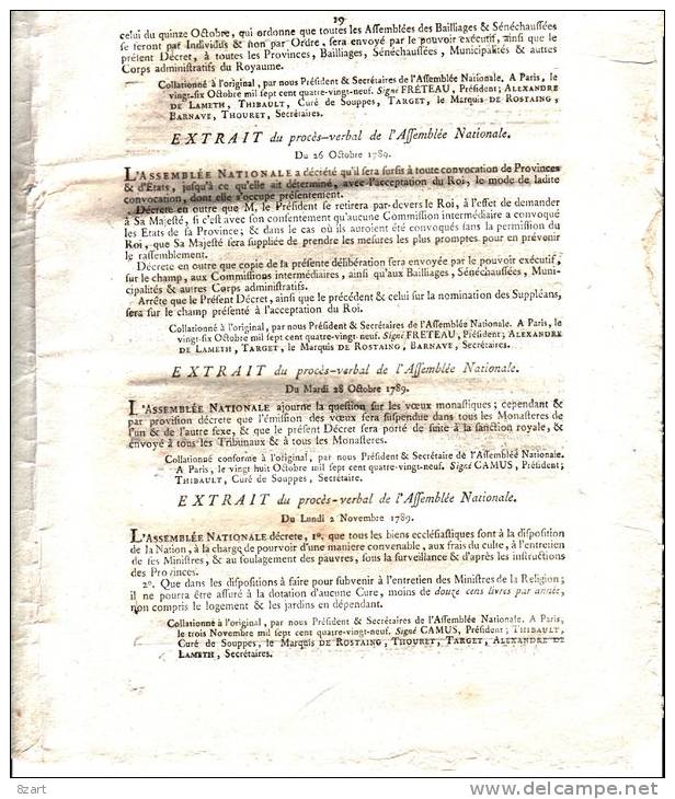 Lettres patentes du Roi 17 novembre 1789 Déclaration des droits de l´homme et du citoyen