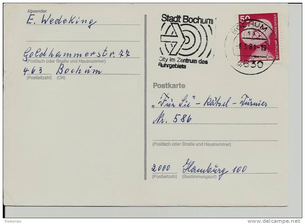 =DE GS 1981 SST BOCHUM - Postkaarten - Gebruikt