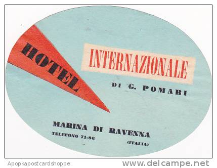 ITALY RAVENNA HOTEL INTERNAZIONALE VINTAGE LUGGAGE LABEL - Hotel Labels