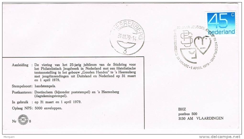 Carta HEERENBERG (Holanda) 1979. 25 Jahre Phitalilistisch - Storia Postale