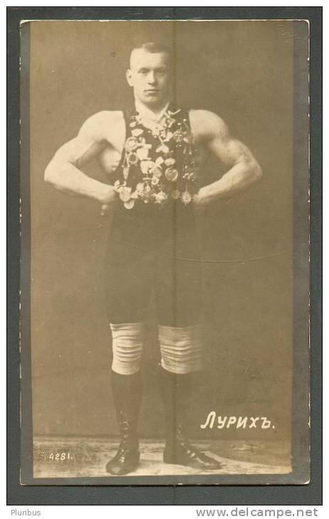 IMPERIAL  RUSSIA , WRESTLING  WORLD CHAMPION  WRESTLER  LURICH  ,   OLD POSTCARD - Sportler