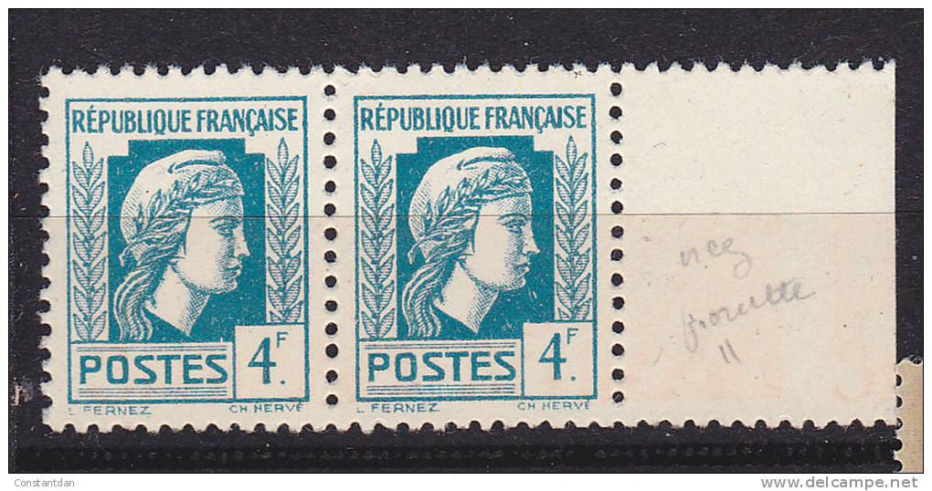 FRANCE N°644 4F BLEU CLAIR MARIANNE D'ALGER NEZ POINTU NEUF SANS CHARNIERE - Cartas & Documentos