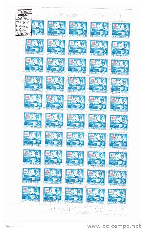 1973 - UNGARN -  Kpl.Bogen (50 St.) "Postdienst - Paketwaage" -  O  Gestempelt  -  S: Scan  (hu 243o Porto) - Full Sheets & Multiples