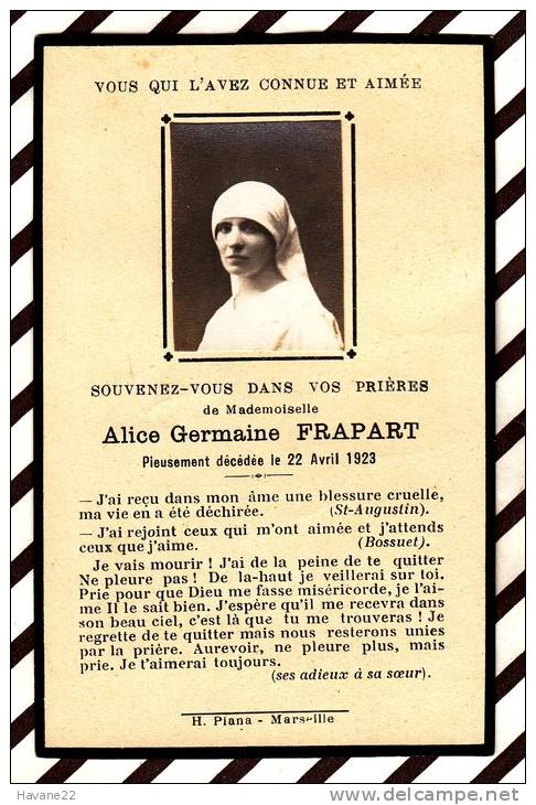 X2311 IMAGE PIEUSE MORTUAIRE ALICE GERMAINE FRAPART 1923 - Images Religieuses