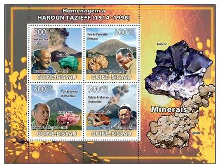 Gb8310a Guinea Bissau 2008 Haroun Tazief Volcanoes Minerals S/s - Volcanos