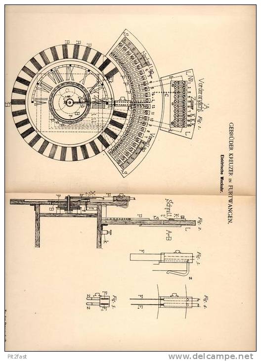 Original Patentschrift - Gebr. Kreuzer In Furtwangen , 1891 , Elektrische Weckuhr , Wecker , Uhr !!! - Autres & Non Classés