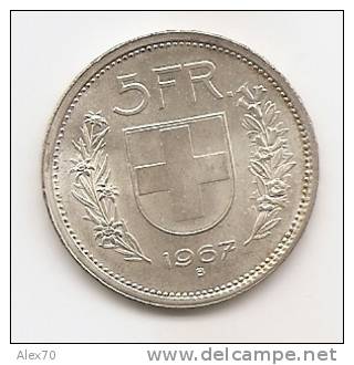 SVIZZERA - 5 FRANCHI GUGLIELMO TELL 1967 - Otros & Sin Clasificación