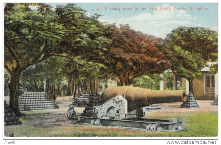 Cavite Philippines,  Large Old Gun Artillery Navy Yard, C1900s/10s Vintage Postcard - Philippines