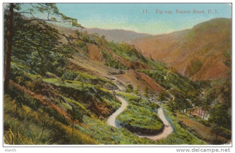 Philippines,  Baguio Road 'Zig Zag', C1900s/10s Vintage Postcard - Philippines