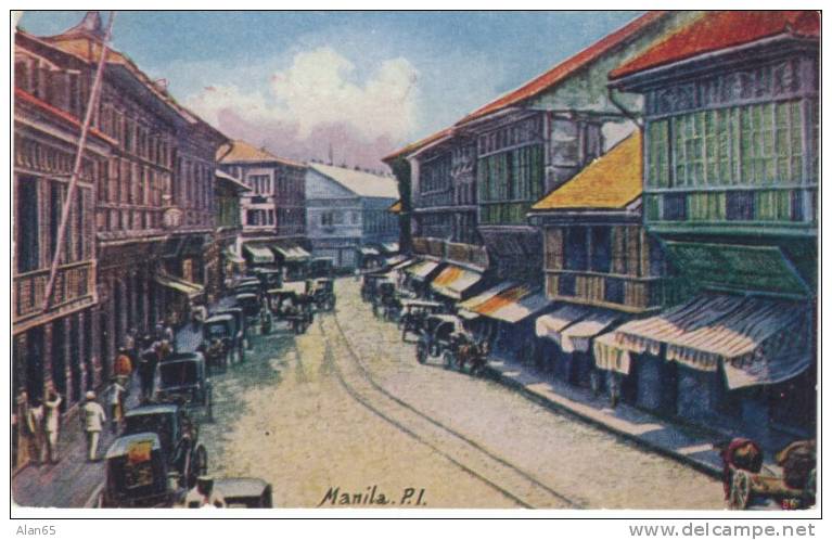 Manila Philippines, Escolta Street Scene, New Manila C1900s/10s Vintage Postcard - Philippines