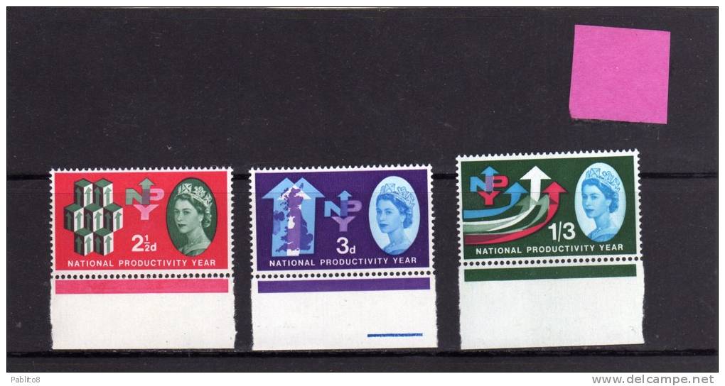 GREAT BRITAIN GRAN BRETAGNA 1962 NATIONAL PRODUCTIVITY YEAR (Phosphorescent)  PHOSPHOR BANDS COMPLETE SET SERIE MNH - Unused Stamps