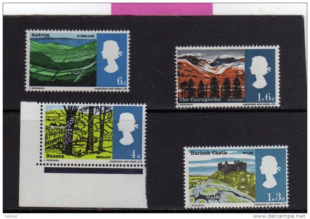 GREAT BRITAIN - GRAN BRETAGNA 1966 LANDSCAPES Scenery Views Wales Scotland Sussex - VEDUTE GALLES SCOZIA MNH - Unused Stamps