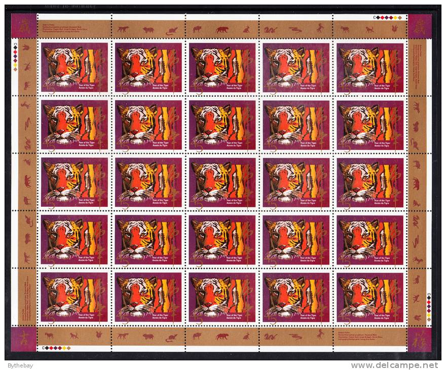 Canada MNH Scott #1708 Sheet Of 25 45c Year Of The Tiger - Lunar New Year - Feuilles Complètes Et Multiples