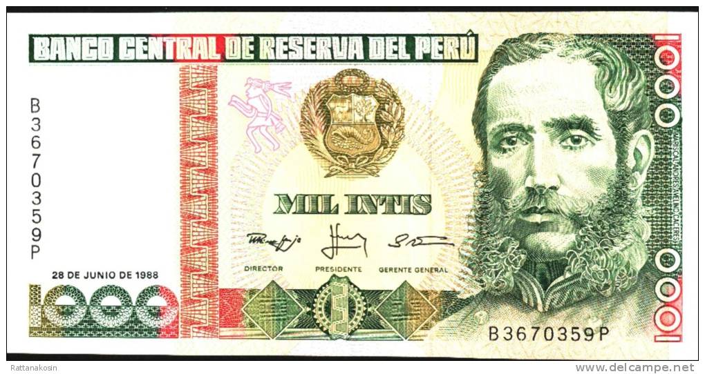 PERU PEROU  P136b 1000  INTIS 1988 Serie B      UNC. - Perù