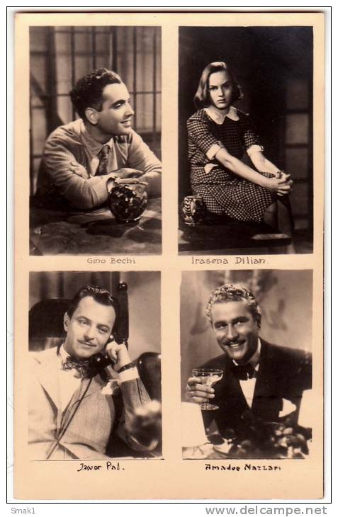 ACTRESS IRASENA DILIAN, GINO BECHI, JAVOR PAL AND AMADOR NAZZARI LEONAR OLD POSTCARD - Attori