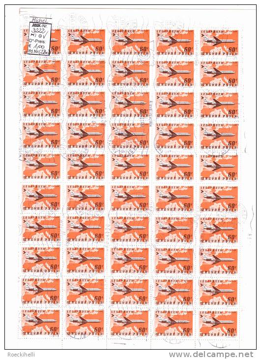 26.10.1977  -   Kpl.Bogen (50 St.) "Flugpostmarken - TU 154" -  O  Gestempelt  -  Siehe Scan  (hu 3222o) - Full Sheets & Multiples