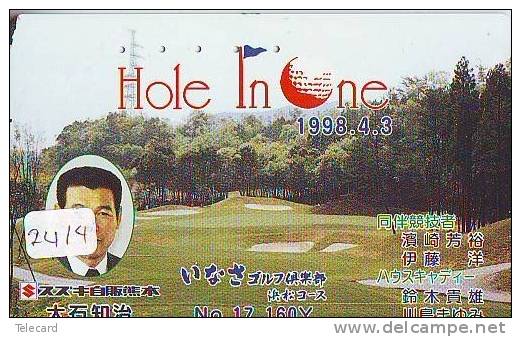 Télécarte Japon * TELEFONKAART JAPAN * GOLF  (2414) HOLE IN ONE *  SPORT * PHONECARD * TELEFONKARTE - Sport