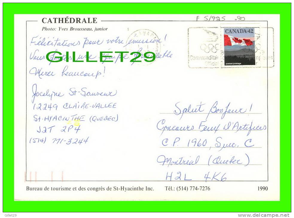 SAINT-HYACINTHE, QUÉBEC - LA CATHÉDRALE - CIRCULÉE EN 1992 - - St. Hyacinthe