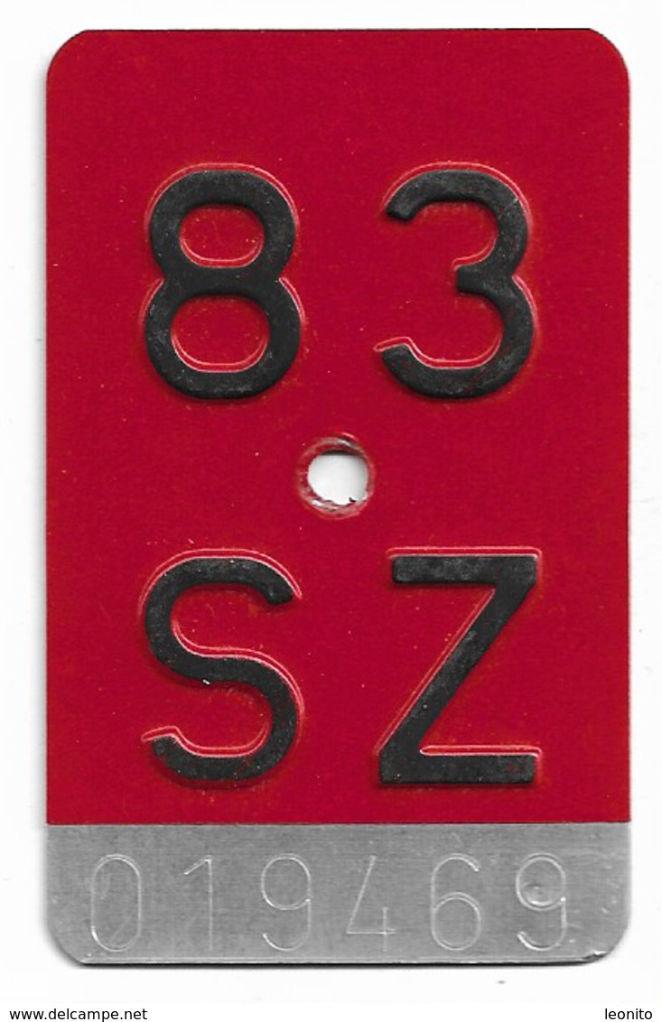 Velonummer Schwyz SZ 83 - Plaques D'immatriculation