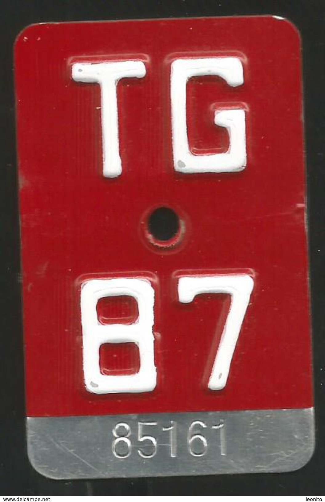 Velonummer Thurgau TG 87 - Number Plates