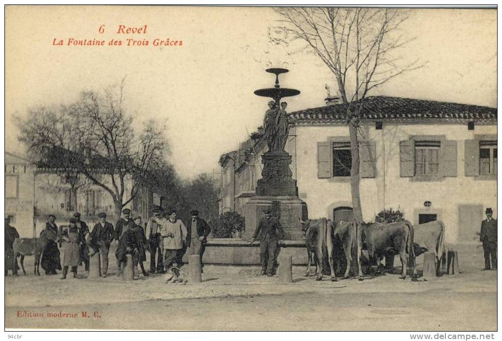 CPA (31)    REVEL  La Fontaine Des  Trois Graces - Revel