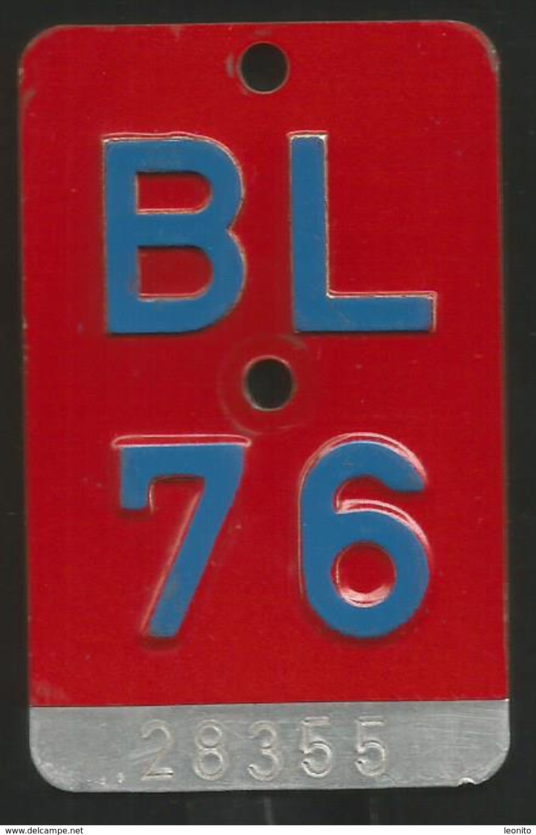 Velonummer Basel-Land BL 76 - Number Plates