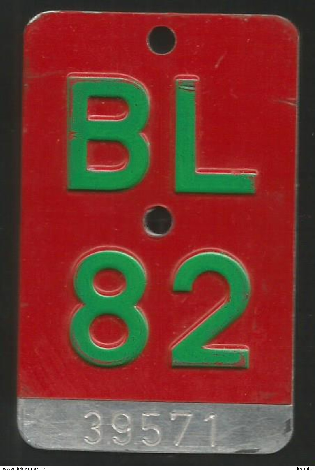 Velonummer Basel-Land BL 82 - Number Plates