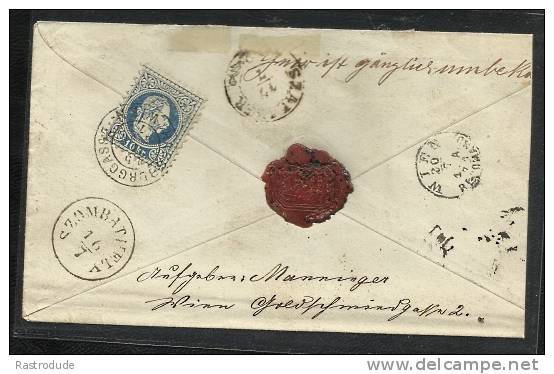 1871 - Reko Einschreiben 5 Kr Ganzsachenumschlag + 10Kr Zusatzfrankierung - Zurückbefördert - Gebraucht