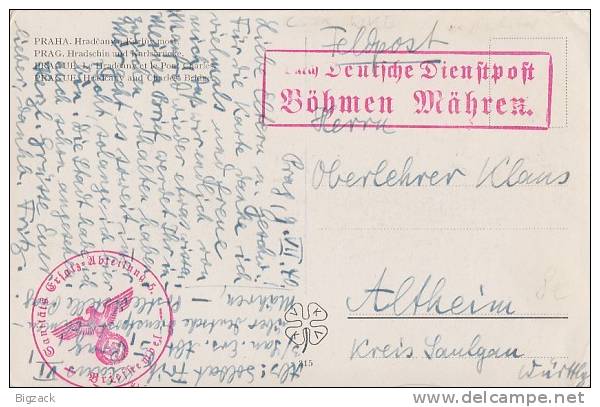 AK Feldpost Durch Dt. Dienstpost Böhmen Mähren Ansehen !!!!!!!!!!!!!!!! - Storia Postale