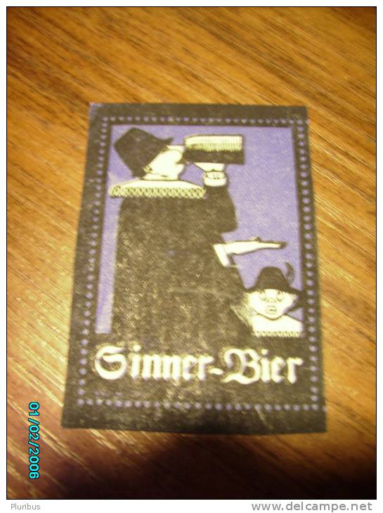 GERMANY  SINNER BIER , BEER  , LABEL  STAMP  VIGNETTE  Viñeta  CINDERELLA - Bières