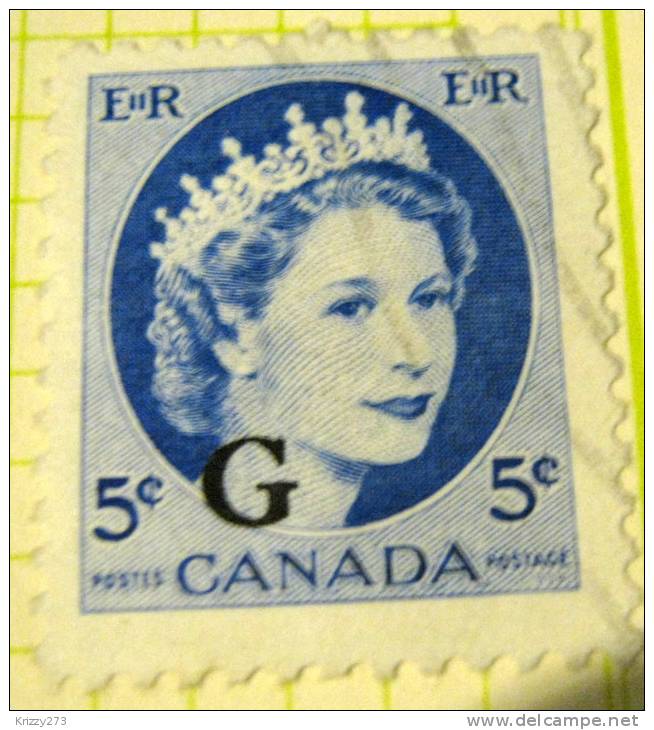 Canada 1955 Queen Elizabeth II 5c G - Used - Oblitérés