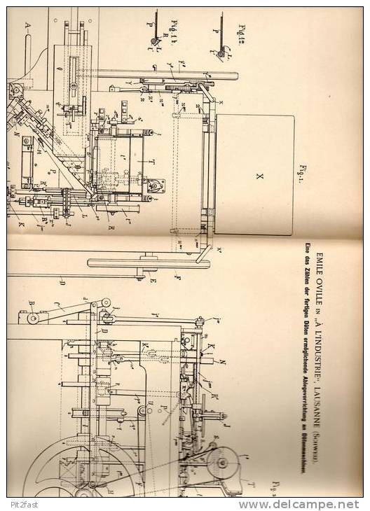 Original Patentschrift - E. Oville In "A L´Industrie" In Lausanne , 1891 , Apparat Für Dütenmaschinen , Papier  !!! - Machines