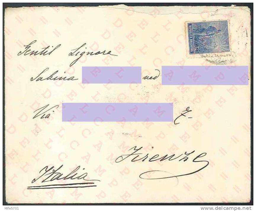 BUSTA DALL´ARGENTINA PER FIRENZE (ITALIA) - 12 C. Agricoltura SCOTT N. 196 - Covers & Documents