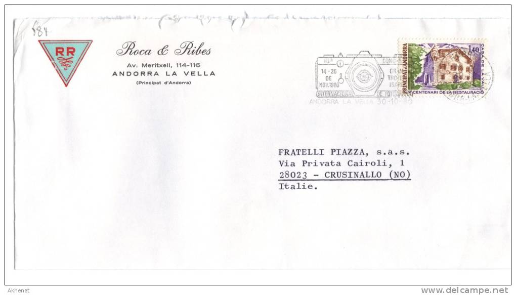 TZ581 - ANDORRA , Lettera Per L'Italia 30/10/1980 - Covers & Documents