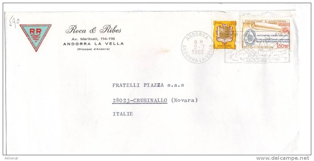 TZ590 - ANDORRA , Lettera Per L'Italia 2/7/1982 - Cartas & Documentos