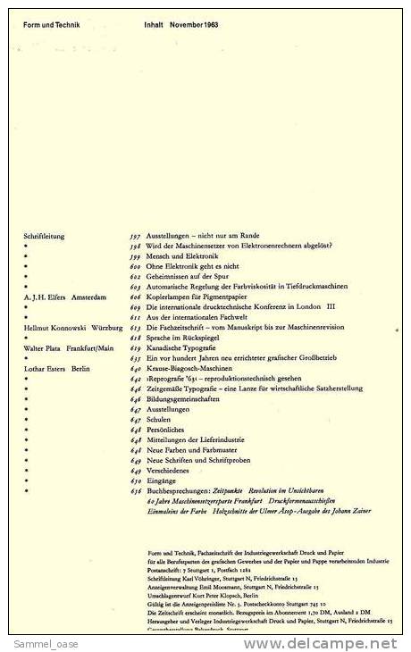 1963 , Form Und Technik - Fachzeitschrift Der Industriegewerkschaft Druck Und Papier - - Autres & Non Classés