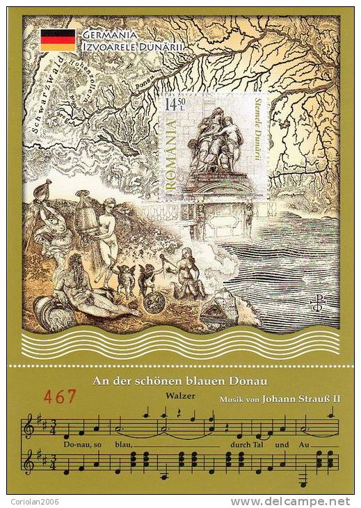 Romania 2010 Mi  Block 468 I / Danube Coat Of Arms / Music / Sculpture / Special S/S With Red Numerotation - Neufs