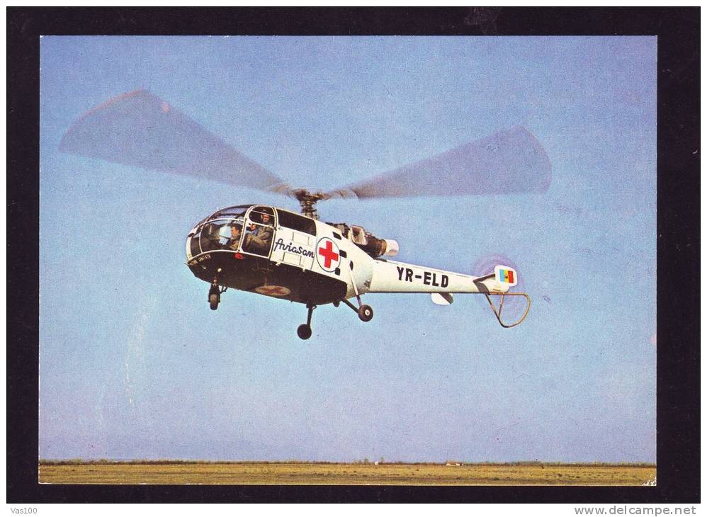 ALOUETTE - III HELICOPTERE RED CROS  A UTILISATIONS MULTIPLE I.A.R.316B,UNUSED, ROUMAIN - Helicopters