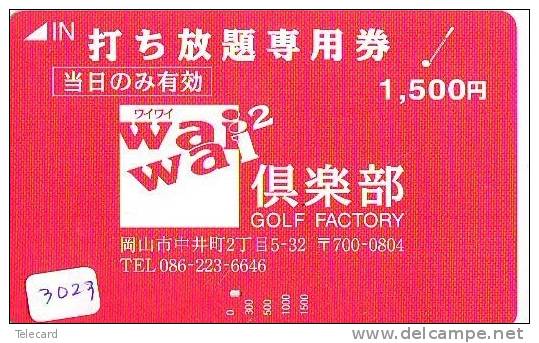 Carte Prépayée Japon - Sport - GOLF *  GOLF CLUB WAI WAI (3023) Japan Sports Prepaid * GOLF MEMBER&acute;s CARD - Sport