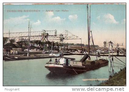 ALLEMAGNE :DUISBURG-MEIDERICH :Ansicht Vom Hafen.1922:Oblit.Postes Militaires Belges.PENICHE.Couleur. - Duisburg