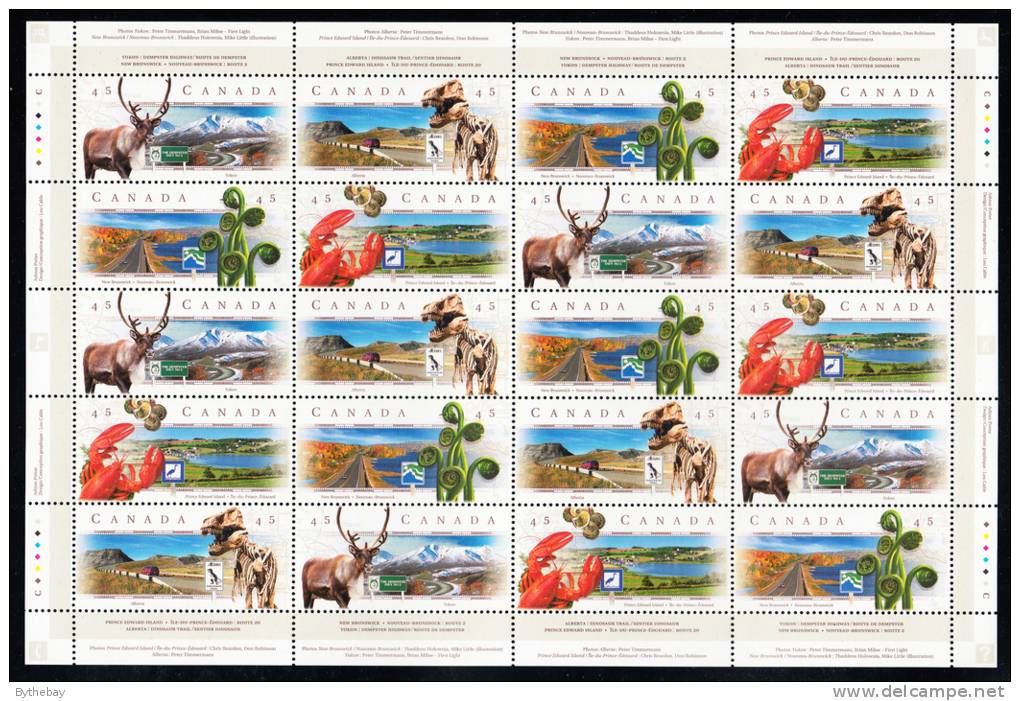 Canada MNH Scott #1742a Sheet Of 20 45c Scenic Highways - Fogli Completi