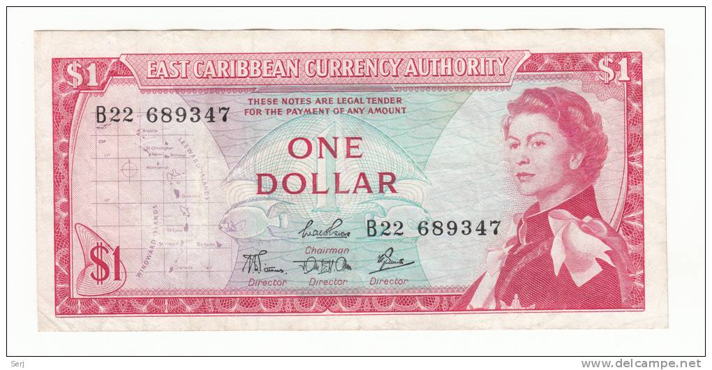 East Caribbean States 1 Dollar 1965 VF+ CRISP P 13c 13 C Sig. 4 - Oostelijke Caraïben