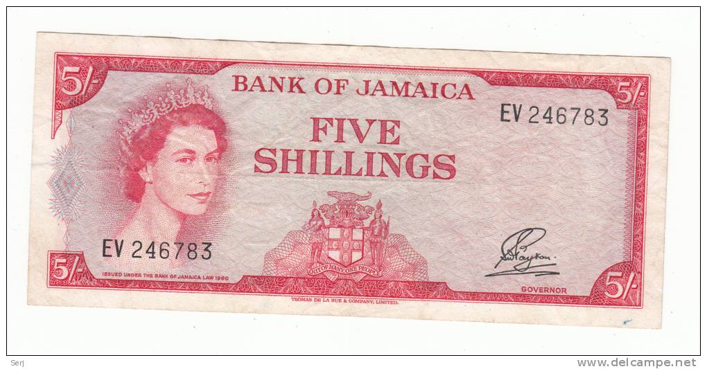 JAMAICA 5 Shillings 1960 (1964) VF+ P 51Aa 51A A - Jamaique