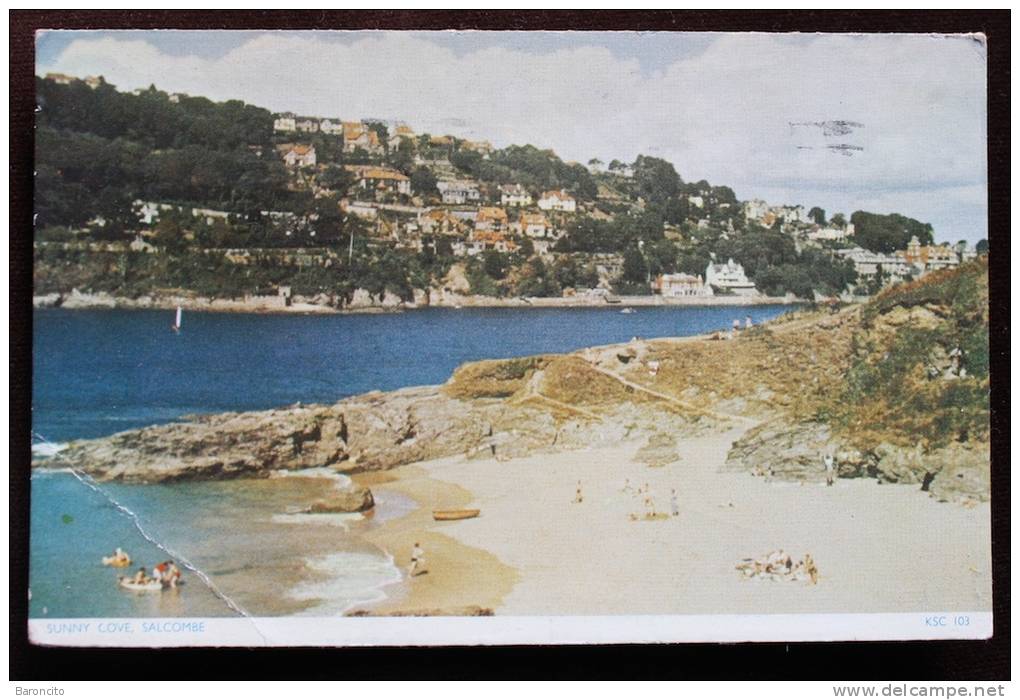 INGHILTERRA UK - SUNNY COVE, SALCOME. Cartolina Viaggiata Raffigurante La Spiaggia.1954 - Altri & Non Classificati